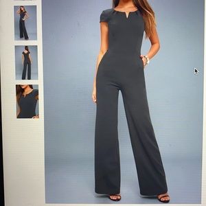 Goal-Getter Charcoal Grey Short Sleeve Jumpsuit